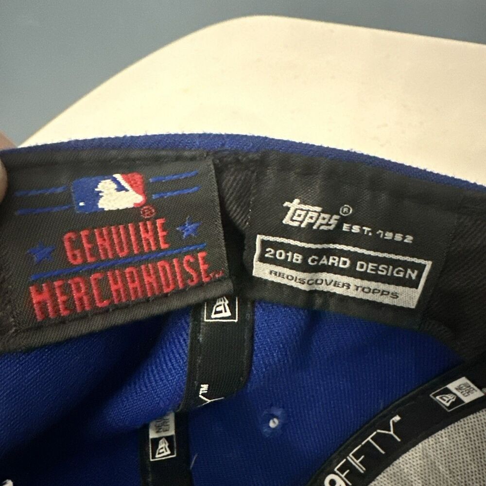 New Era 9Fifty Chicago Cubs Snapback Hat Blue Red 2018 Topps Card Design - Picture 9 of 9